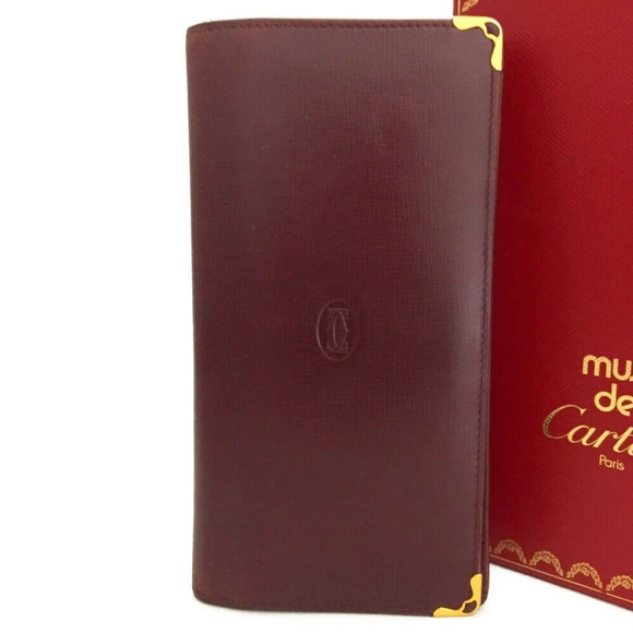 Cartier Handbags - Cartier Bordeaux Leather Checkbook Wallet/Gold Hardware + Original Box